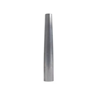 A tall, cylindrical metal pole stands vertically against a plain white background, illustrating its smooth, reflective surface.