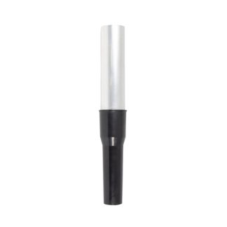 A cylindrical, metallic socket adapter with a silver top and a black bottom, set against a plain white background.